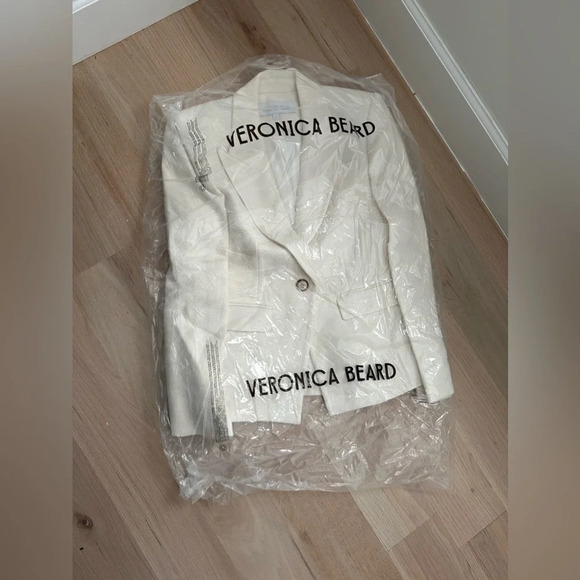 Veronica Beard Reagan Cotton Blend Dickey Jacket White Cream - Picture 5 of 5